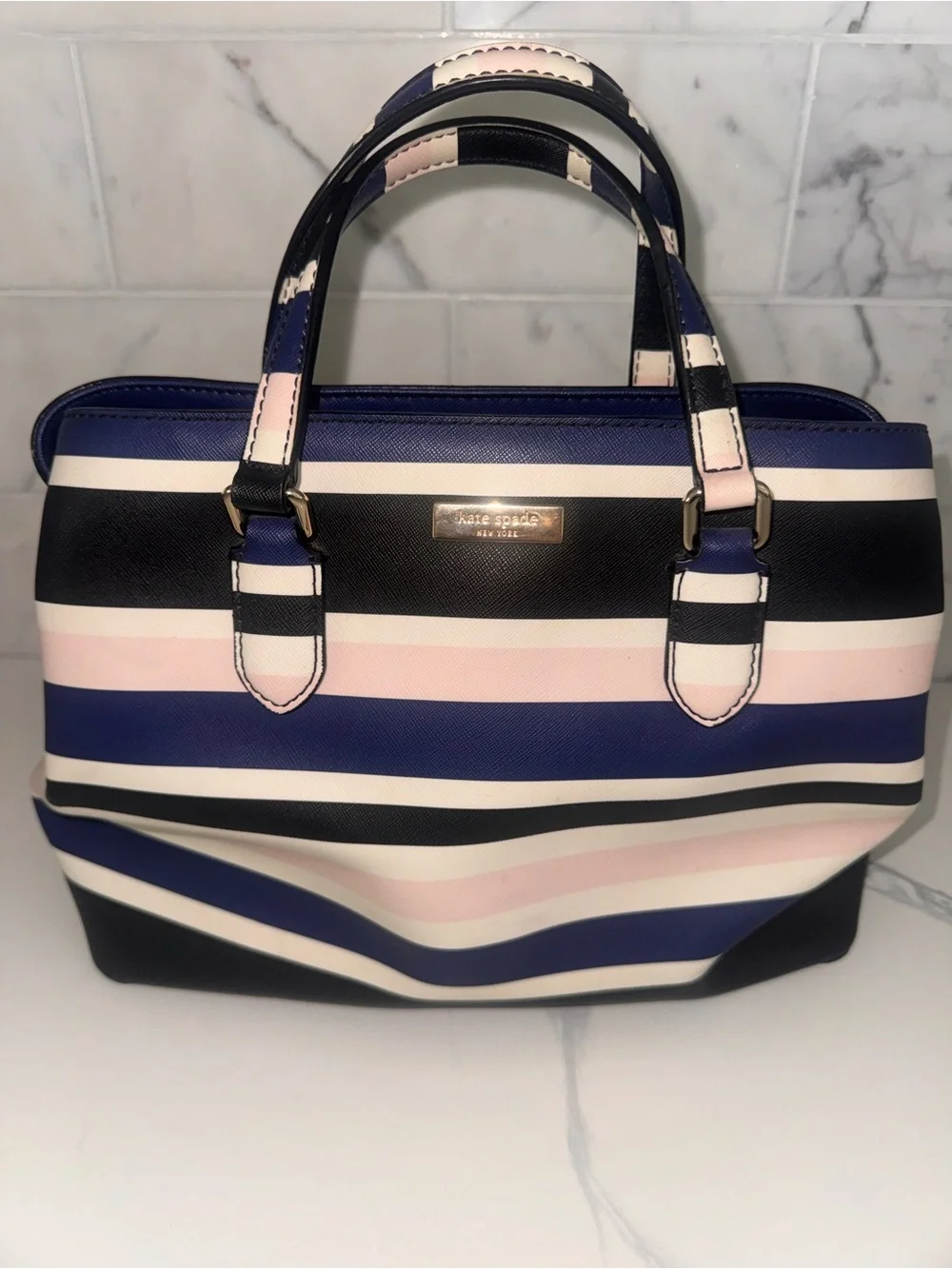 kate spade Navy, Black & Pink Striped Tote